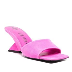 The Attico Cheope Suede Sandals Sculpted Heel Square Toe Evening Party Hoco 7.5